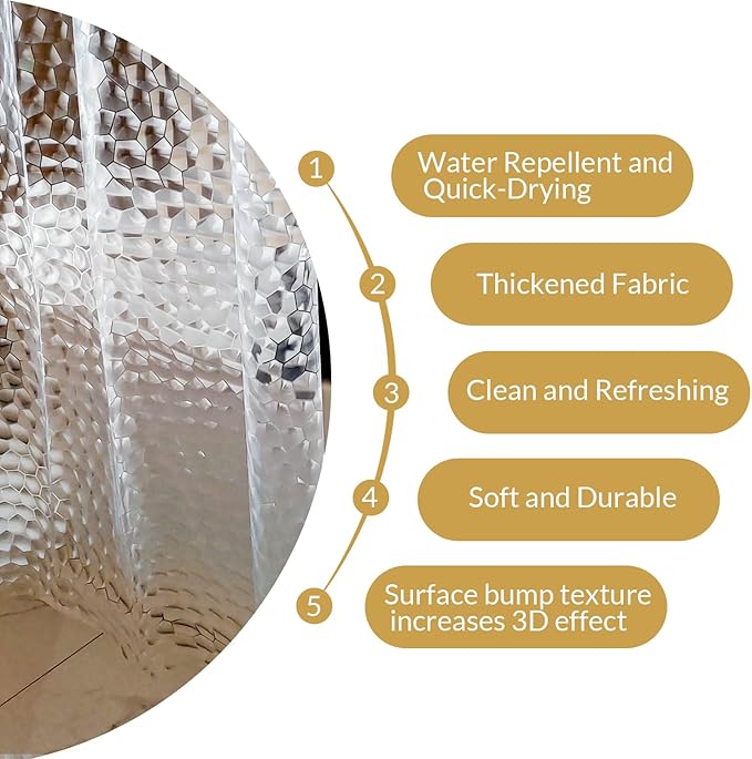 NTBAY EVA Clear Shower Curtain with Water Cube, Water-Repellent Liner with 3 Magnets for Bathroom, 72x84 Inches