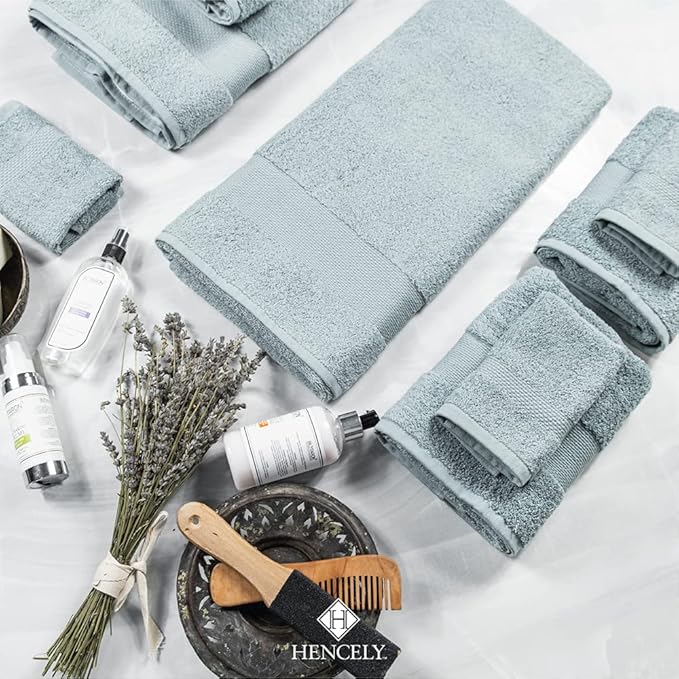 Hencely Bath Sheet Set of 2 - (35x64 Inches) - Luxury Extra Large Oversized Towels, 100% Cotton - Quick Dry, Highly Absorbent, Super Soft - Spa, Hotel, Bathroom - (Bath Sheets 2 Pack, Water Green)