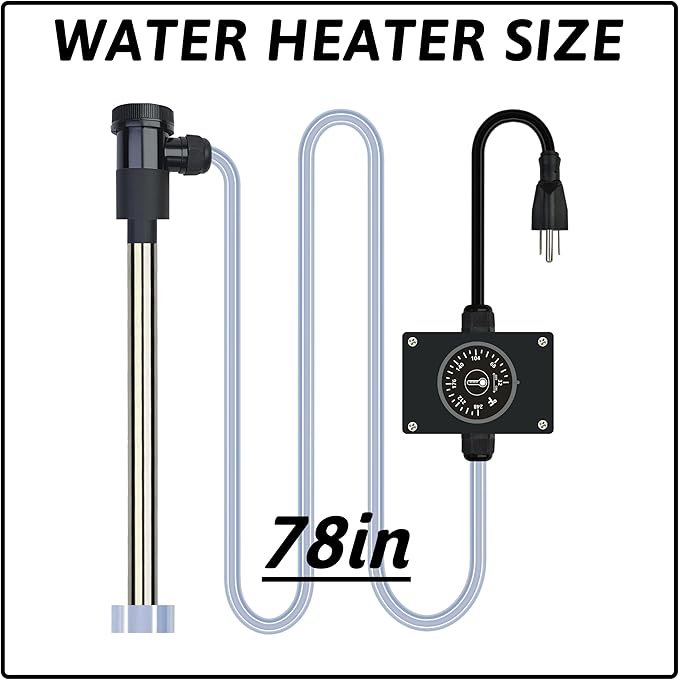 1800W Immersion Water Heater Portable Electric Bathtub & Pool Submersible Water Heater with Temp Control for Bucket, inflatable pool, baptistry, spa tub, above ground pool & Hot Tub