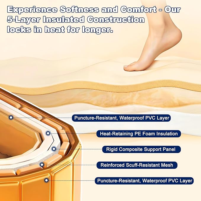 Portable Bathtub for Adult 59" Large Collapsible Cold Plunge Bathtub Foldable No Installation Ice Bath Tub for Shower Stall, Bathroom Hot SPA Soaking Standing Tub