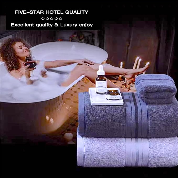 Bath Sheet,Oversized Bath Towel,Beach Towel, 40x73 inches, Extra Large,100% Luxury Cotton, Super Soft & Absorbent (Grey, Extral Large)
