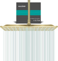 Square Rain Shower Head, High Flow Stainless Steel,Work with any decorative style，All Metal Rainfall Shower Head (Brushed Gold, 16)