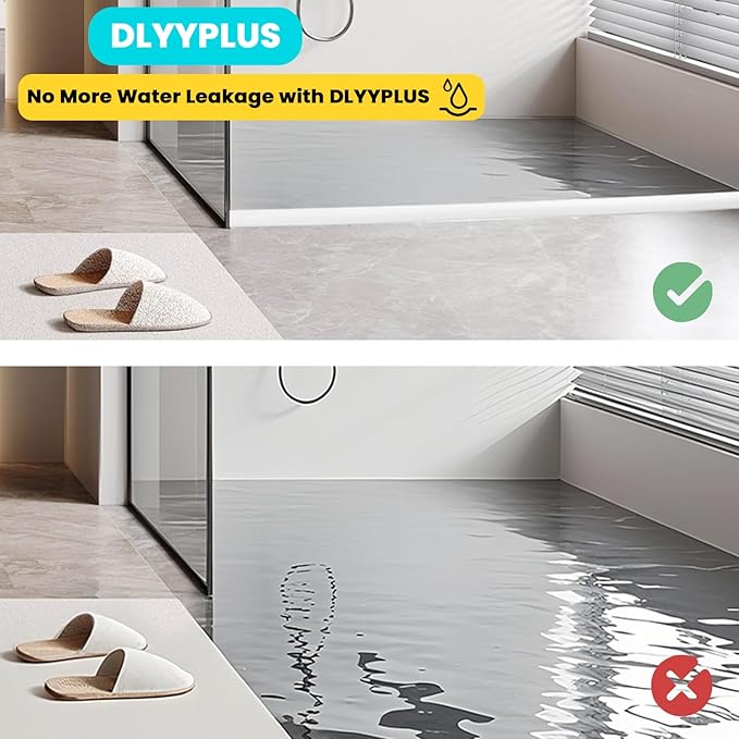 67'' Collapsible Shower Threshold Water Dam Shower Barrier Keeps Water Inside Threshold Dry and Wet Separation Retention System Suitable for Bathroom Kitchen Sink Bathtub