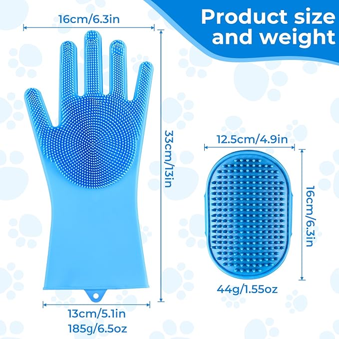 2PCS Dog Washing Gloves and Dog Bath Brush, 2-in-1 pet Shower Set | Suitable for Dogs, Cats, Bath Massage, and pet Grooming