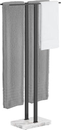KES Standing Towel Rack, 37" H (Equal Height) Towel Rack Stand with Marble Base, Free Standing Towel Racks for Bathroom Floor, 18/8 Stainless Steel Matte Black, BTH229-BK