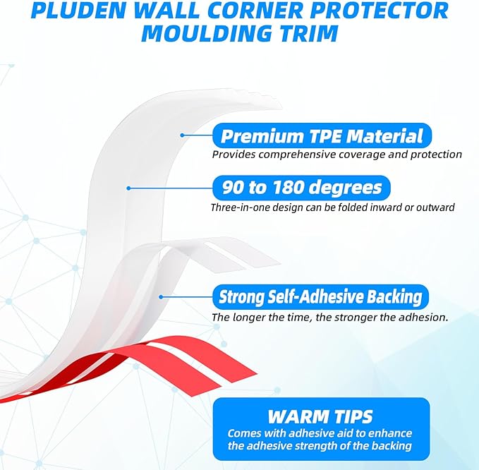 40FT Flexible Wall Corner Protector Moulding Trim, Peel and Stick Inside & Outside Wall Corner Guards Edge Protector,Self Adhesive Molding Trim Strip for Edge Ceiling