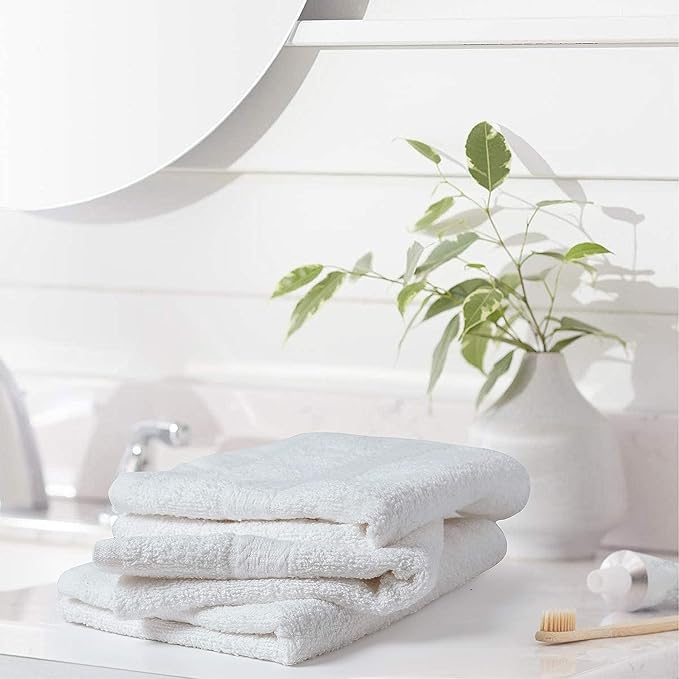 BIOLINEN Cotton Salon Towels Set - White 15"x25" Pack of 24 Ultra Soft 100% Cotton Gym Towel Hand Towel White Daily Usage Maximum Softness and High Absorbency for Home & Spa Easy Care