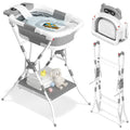 AVIDOR 2-in-1 Baby Bathtub with Stand for Newborn and Infants, Foldable Baby Bath Tub, Baby Shower Gifts for New Parents, Gray