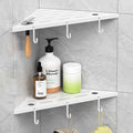 Corner Shower Shelves, 10" White 304 Stainless Steel Recessed Shelf for Bathroom，Grout in Shelf with Hooks for Tiled Wall 2 Pack (White)