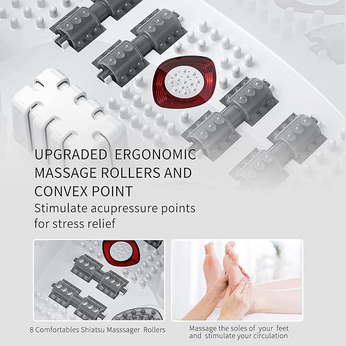 Foot Spa Bath Massager with Heat, Epsom Salt,Bubbles, Vibration and Red Light, Tub for Stress Relief,Foot Soaker, Christmas Gifts Birthday Gifts for Mom Dad Women Men Her Him