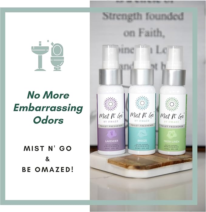 Mist N' Go by Omaze Travel Odor Eliminator - Toilet Spray for Bathroom Air Freshener - Clean Mix, Daily Pack (2oz x1 + 1oz x1)