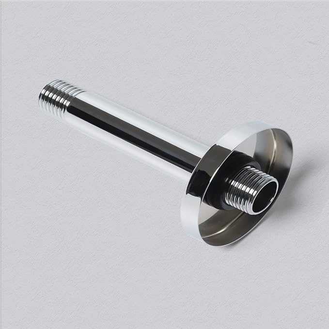 6 Inch Shower Arm with Flange, Ceiling Mounted Shower Head Extension Arm, 1/2 NPT Straight Arm for Rain Shower Head, Stainless Steel Shower Head Extension Replacement Pipe Arm,Chrome