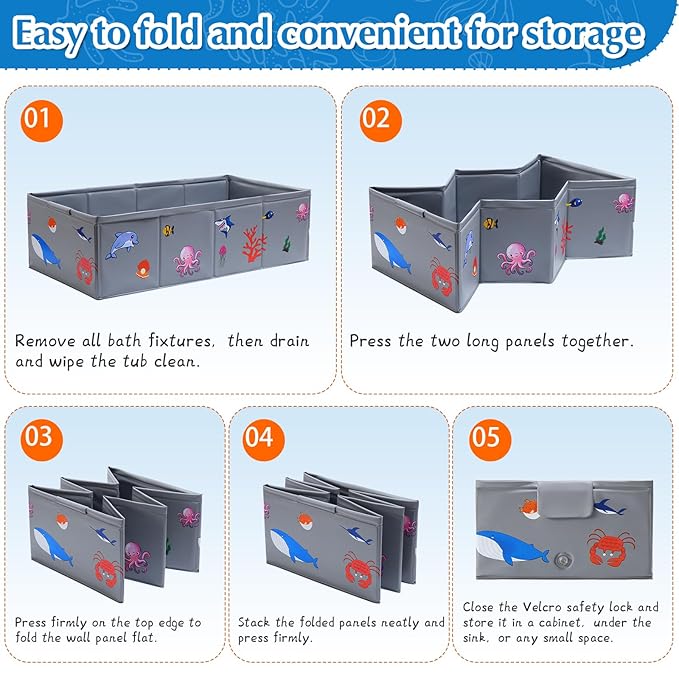 Portable Foldable Baby Bathtub with Drain Plug, 30" L x 15.2" W x 8.6" H Kids Travel Tub, Converts Shower to Tub, No Assembly Folds Flat for Storage, for Infant Toddler 6M-5 Years