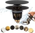 Artiwell Universal Bathroom Sink Drain Stopper, Fits Most Pop-Up Drains for Vessel Sink Lavatory Vanity, Sink Drain Strainer with Detachable Hair Catcher, Tested by Plumber in US (MATT Black)