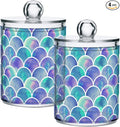 MNSRUU 4 Pack Qtip Holder Organizer Dispenser Watercolor Rainbow Scales Of Mermaid Bathroom Containers Bathroom Vanity Storage Canister Apothecary Jars for Cotton Swabs/Pads/Floss