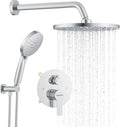 KOJOX Shower Set - Polished Chrome High Pressure Shower Head System- 3 Setting Headheld Shower Head Fixtures- Valve Included