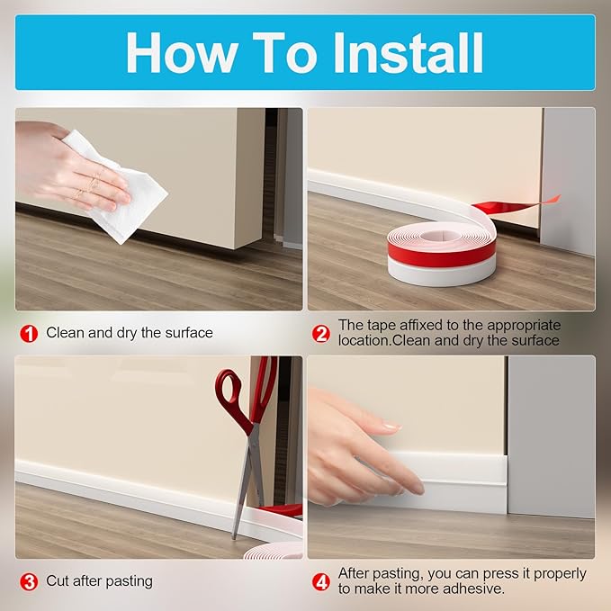 Heavy-Duty 3Inch (W) x 20FT(L) Door Weather Stripping, Extra Thick 2mm Door Draft Stopper Silicone Seal Strip, Draft Seal Tape for Doors Windows and Shower Glass Gap
