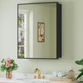 Buruis 24" x 30" Framed Medicine Cabinet with Mirror, Recessed or Wall Mounted Bathroom Cabinet, Adjustable Tempered Glass Shelves, Left/Right Open Reversible, No Assembly Required, Black