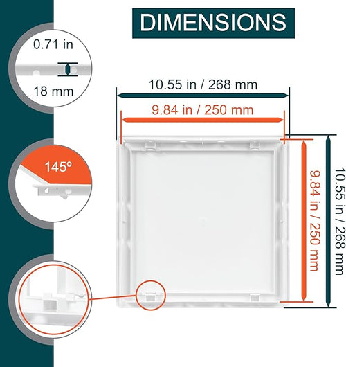 10 x 10 White Plastic Access Panel. Service Shaft Door Panel. Plumbing, Electricity, Heating, Alarm Wall Access