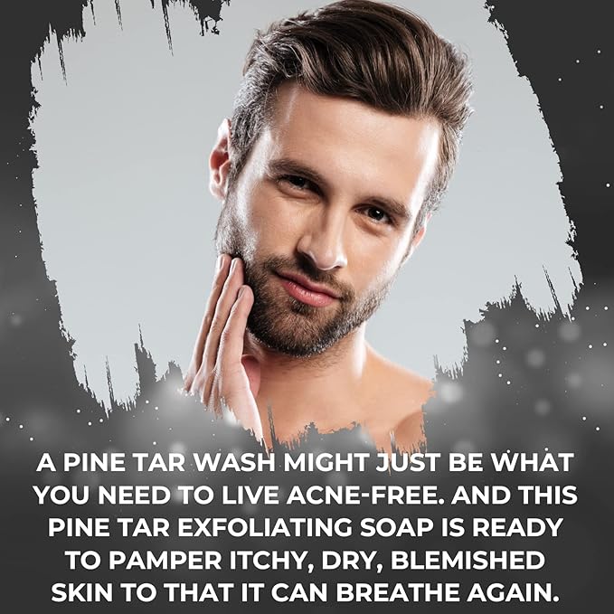 All Natural Pine Tar Soap Bar 4oz – Cleansing Anti Acne Eczema Psoriasis Itch Relief Pine Tar Face & Body Wash Cleanser – Pure Goat’s Milk Soap with Oatmeal, Charcoal, Essential Oils Made in USA