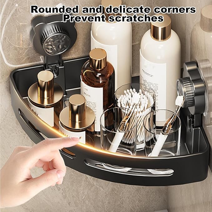 Corner Shower Shelf,No-Drill Wall-Mounted Bathroom Organizer With Hooks,Waterproof Storage Rack