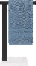 Stainless Steel L-Shaped Hand Towel Holder, SUS304 Bathroom Towel Rack with Thickened Base for Countertop Vanity (Matte Black, Square Base)
