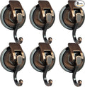 Heavy Duty Vacuum Suction Shower Hooks - Glass Suction Cup Hooks, for Bathroom Robe or Garland Decoration (Antique Brass, 6 Pack)