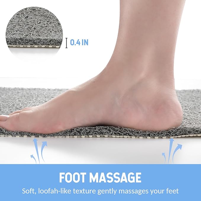 Non Slip Bathtub Mat, Anti Slip Shower Mat, Quick Drying Bath Tub Mats, Foot Scrubber Mat, Anti Slip Mat for Tub, Floor, Bathroom, Home, Kitchen, Hotel (Grey 32"x17")