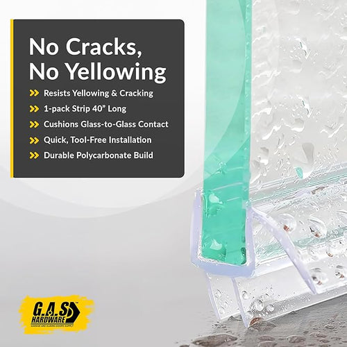 1/4" (6mm) Frameless Glass Shower Door Bottom Sweep – 40" (101.6cm) Ultra-Clear Drip Rail Seal Strip, 1 Piece for Leak Protection, Water Control & Easy DIY Installation
