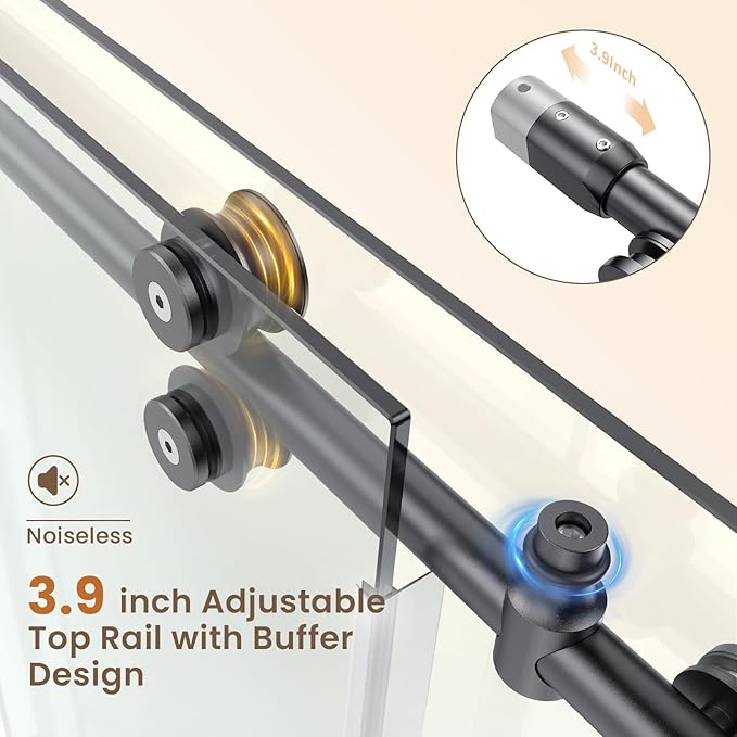Bathbliss Glass Shower Door 56"-60" Wx60 H,Frameless Sliding Glass Door with 5/16"(8mm) Tempered Glass Shower with Matte Black Finish