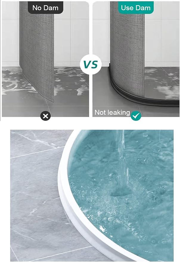 Ynotus 67Inch Collapsible Threshold Water Dam - 1.5" High - Walkin Shower Guard - Keeps Water In Shower Stall - Silicone - For Dry & Wet Bathroom/Kitchen/Wheelchair Accessible
