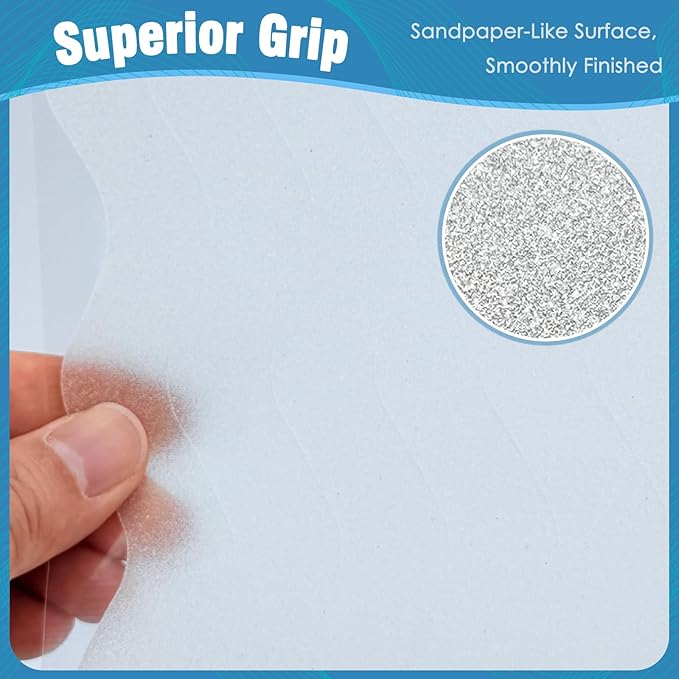 S&X 24 Pcs Anti Slip Shower Stickers, Invisible Clear High Traction Bathtub Strips, Wave Shape Safety Decals for Bath Tub Shower Wet Tiles & Stairs with Scraper