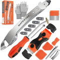 Caulking Tool Kit, Matework Stainless Steel Caulk Remover Caulking Tool Set with Cut Resistant Gloves, Scraper, Silicone Caulking Tools, 4 in 1 Caulking Finishing Tool for Bathroom Kitchen Living Room