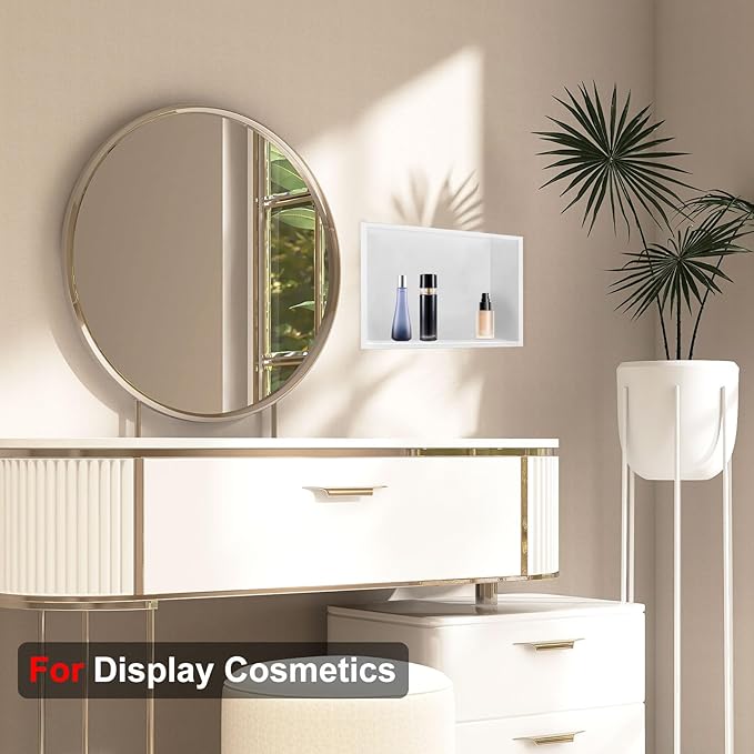 Shower Niche,12 * 24 Stainless Steel Elegant Bathroom Niche, No Tile Needed Recessed Shower Shelf Organizer for Storage,Warm White