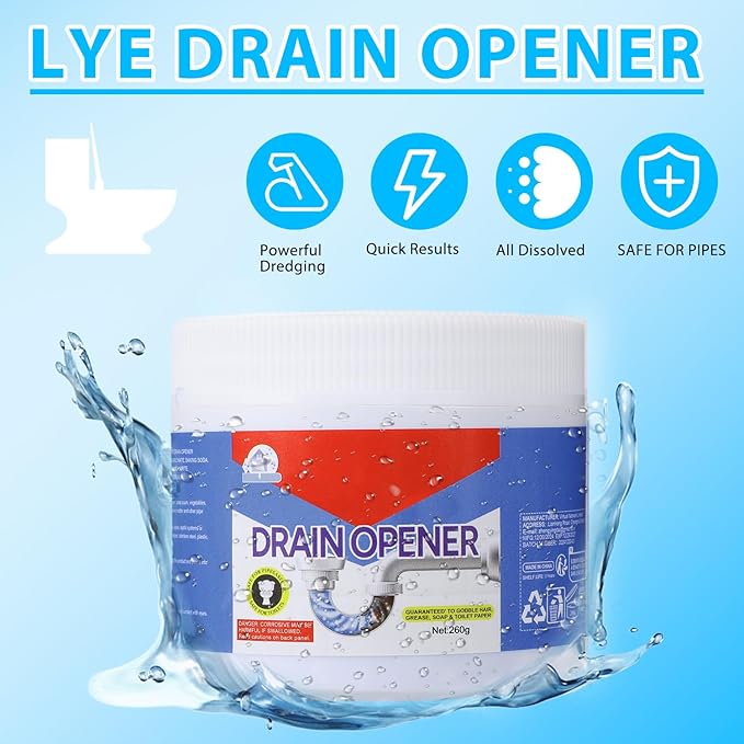 BELL BIRDCrystal Lye Drain Opener, Drain Opener,Pipeline Dredging Agent, Crystal Lye Drains Cleaner, Drains Clog Remover Agent, Unclogs Bathroom and Kitchen Sinks,Shower Pipes (260g/1Pcs)