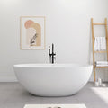 SJ STAR&JANE 61" Solid Surface Freestanding Bathtub, Oval Soaking Tub with Overflow and Pop-up Drain for Bathroom