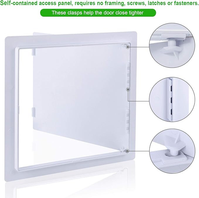 Plastic Wall & Ceiling Access Panel, 14 x 14 Inch, Reinforced Hinged, Removable, White