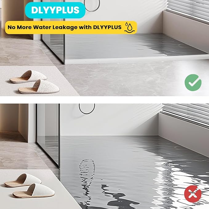 67'' Collapsible Shower Threshold Water Dam Shower Barrier Keeps Water Inside Threshold Dry and Wet Separation Retention System Suitable for Bathroom Kitchen Sink Bathtub
