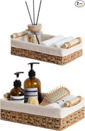 StorageWorks Bathroom Baskets for Organizing, Small Wicker Basket for Bathroom Organizer, Round Paper Rope Storage Basket for Bathroom Countertop, Set of 2