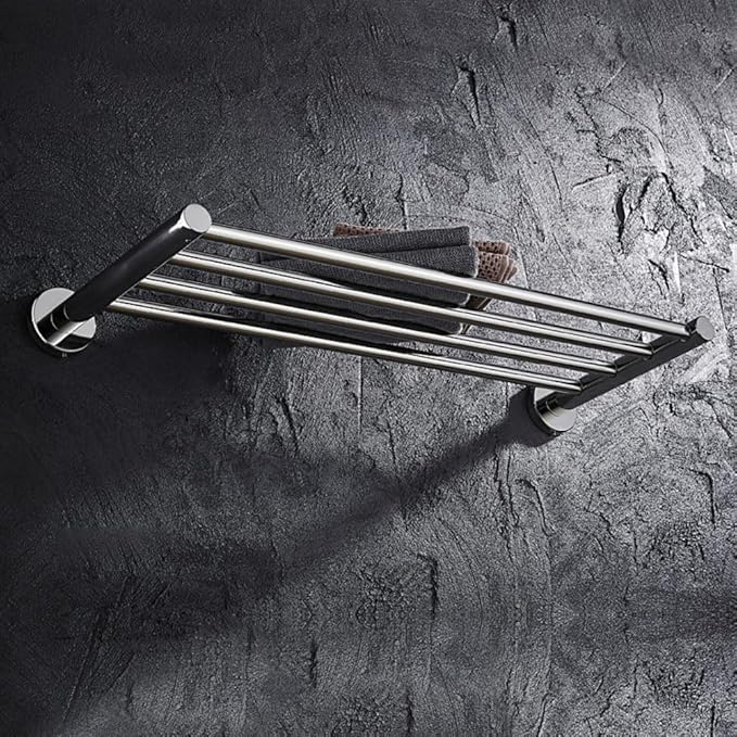 Bathroom Towel Rack, Hotel Style Towel Racks for Bathroom Wall Mounted, Modern Towel Bar Rack 23.6 Inch, 2-Tier Towel Shelves, Chrome