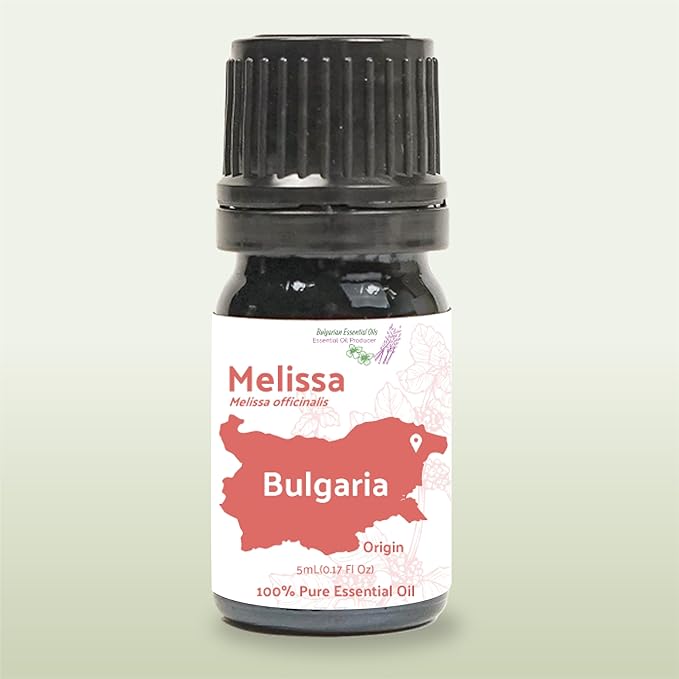 Melissa Essential Oil - Direct from Bulgarian Sustainable Farms - Steam Distilled - Aceite Toronjil for Aromatherapy, Massage, Diffuser, DIY Candle and Soap Making - 5ml