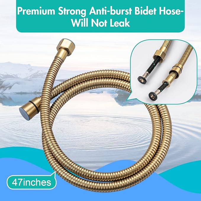 BARROCK Handheld Bidet Sprayer for Toilet, 2 Pack Bidets Faucet for Existing Toilets Cloth Diaper Jet Sprayer, Stainless Steel Muslim Shower Brushed Gold Bidet Attachment Set for Baby/Feminine Wash