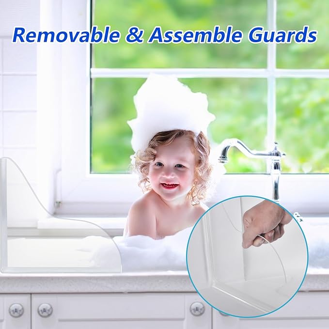 2 Pcs Bathtub Water Guards,Bathroom Shower Splash Guard for Tub, Shower Water Guard for Bathtub Shower Guards Removable, Bathtub Water Splash Guards Corner Guards to Keep Water in Shower Bath