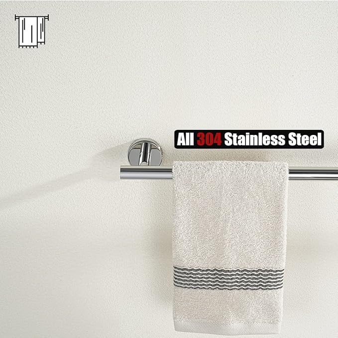JQK Chrome Towel Bar, 27 Inch 304 Stainless Steel Thicken 0.8mm Towel Rack Bathroom, Towel Holder Polished Finished Wall Mount, Useable Length 24 Inch, TB110L24-CH