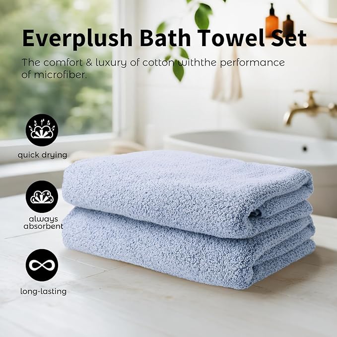Everplush Diamond Collection 6-Piece Bath Sheet Towel Set, Soft Plush Jacquard Luxury Bath Towels,Highly Absorbent & Fast-Drying Luxury Towels Sets for Bathroom,Shower, or Spa(Dusk, Bath Sheet 6PK)