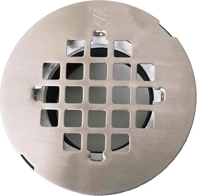 Westbrass SP6036WP-07 60" x 36" 3-Wall Shower Pan with Plastic Center Drain and 4-1/4" Cross Grid Brass Drain Cover, Satin Nickel