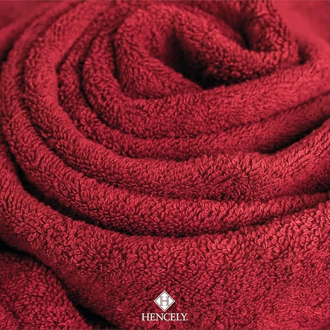 Hencely 6-Piece Bath Towel Set - High Absorbency, Quick Drying - 100% Soft Turkish Cotton - 2 Bath Towels, 2 Hand Towels, 2 Washcloths - for Bathroom, Home, Hotel, Spa, and Gym - 6-Pack Red
