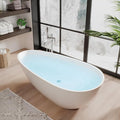 GarveeLife Freestanding Solid Surface Bathtub 67 Inch – Matte White Deep Soaking Tub, Contemporary Stone Stand Alone Bathtub with Smooth Ergonomic Design for Luxury Bathroom