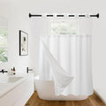 Hookless Shower Curtain with Snap in Liner 71" x 86" Double-Layer Waterproof Polyester Shower Curtain for Bathroom or Hotel Use,Removable Liner,Magnetic Hem,Large Rings,Machine Washable,White