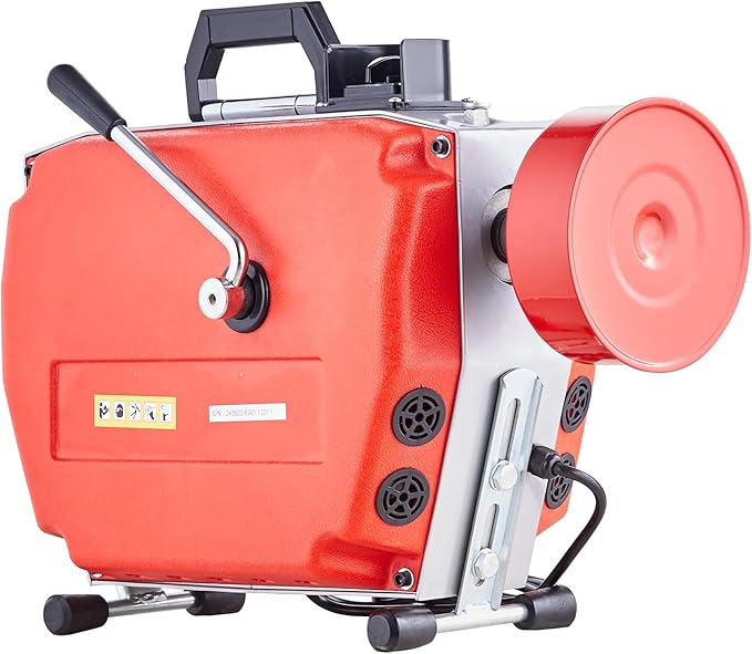 VEVOR 120FT x 7/8 Inch Drain Cleaner Machine, 420W Electric Sewer Snake Auger Manual Feed - with 6 Cutters, 2 Steel Cables (120' x 7/8" and 18' x 3/8") & CW/CCW Control for 1.9" to 6" Pipes